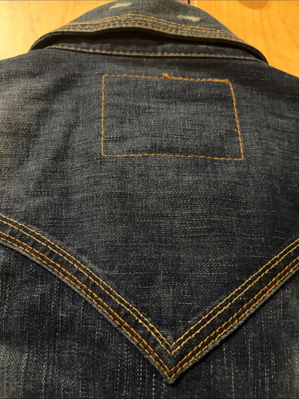 True Religion Indigo Washed Denim Jacket with Contrast Stitching